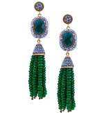 Striking Emerald Jade Tassel Earrings from Turkey