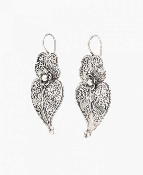 Delicate Heart of Viana Filigree Silver Earrings