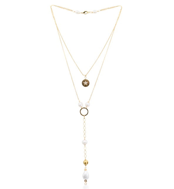Pearl-Laden 24k Gold North Star Necklace from Colombian