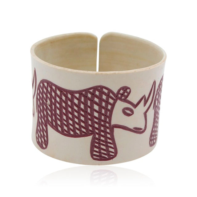 Hand Carved Himba Bracelet from Namibia - Red Rhino
