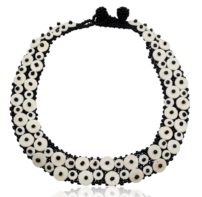 Omba Ostrich Egg Collar Necklace from Namibia - Eggshell