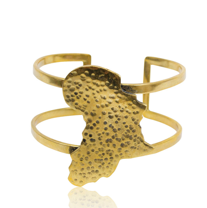 Africa Engraved Brass Statement Cuff Bracelet from Kenya