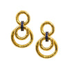 Gold Plated Brass Turkish Earrings - Blue Gems
