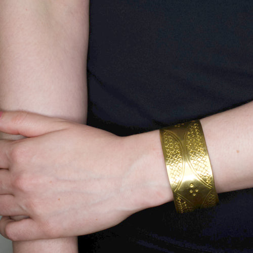 Engraved Cuff Bracelet of Recycled Brass from Kenya