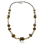 Brown and Gold Recycled Glass Statement Necklace from Botswana