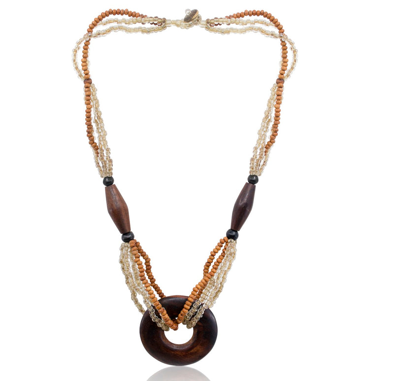 Beaded Reclaimed Wood Statement Necklace from Namibia