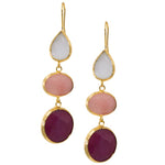 Cascading Pink Gem Statement Earrings from Turkey