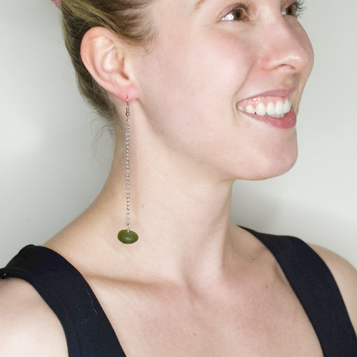 Deep Green Recycled Glass Drop Earrings from Botswana