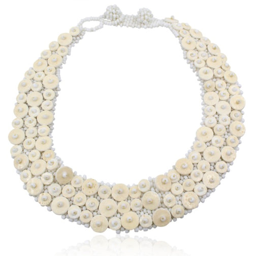 Omba Ostrich Egg Collar Necklace from Namibia - Alabaster