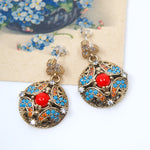 Ottoman Inspired Vintage Coral and Turquoise Earrings