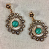 Green Accent Medallion Earrings