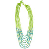 Hand Beaded Necklace - Shimmering Green and Blue