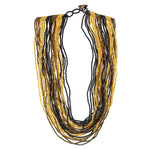 Hand Beaded Necklace - 24 Strand Golden and Black