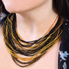 Hand Beaded Necklace - 24 Strand Golden and Black