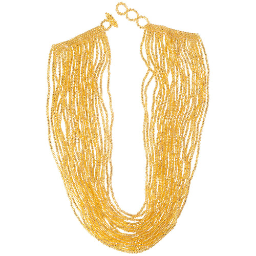 Hand Beaded Necklace - 24 Strand Golden