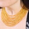 Hand Beaded Necklace - 24 Strand Golden