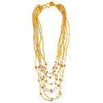 Hand Beaded Necklace - Shimmering Gold and Crystal