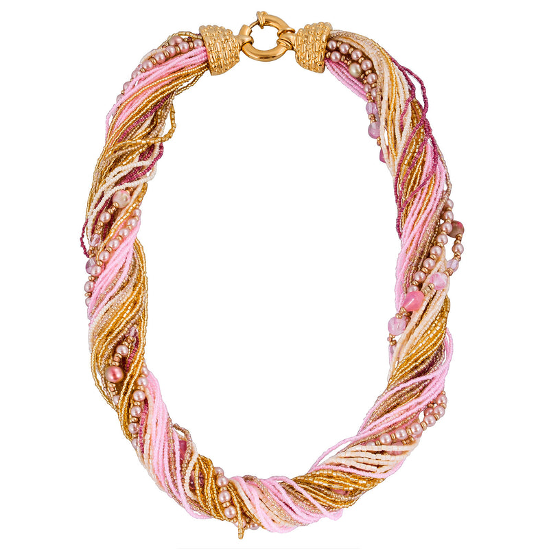 Murano Handblown Glass Bead Necklace - Soft Pink