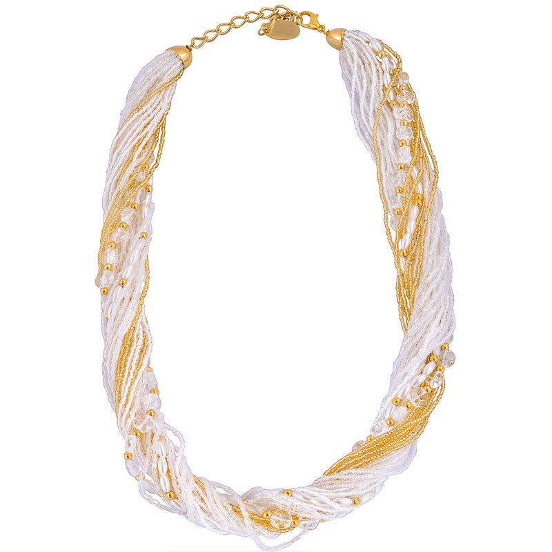 Murano Handblown Glass Bead Necklace - White