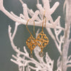 Gold Plated Silver Filigree Earrings with Rainbow Moon Stone