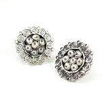 Sterling Silver Mexican Filigree Earrings with Pearls