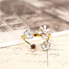 White  Flower and Pearl Golden Ring by Eric et Lydie