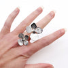 Silver Double Flower Wrap Adjustable Ring