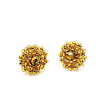 Hand Beaded Post Earrings - Gold