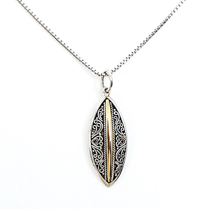 Balinese Sterling Silver and 18K Gold Pendant **Chain Sold Separate**
