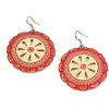 Hand Carved Gourd Drop Earrings - Red