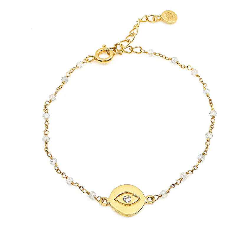 Evil Eye Cubic Zirconia and Moonstone Bracelet