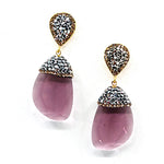 Crystal Drop Earrings - Purple