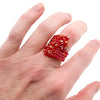 Pink Hand Beaded Ring - Size 5