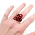 Red Hand Beaded Ring - Size 4