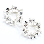 Silvered Flower Wreath Earrings