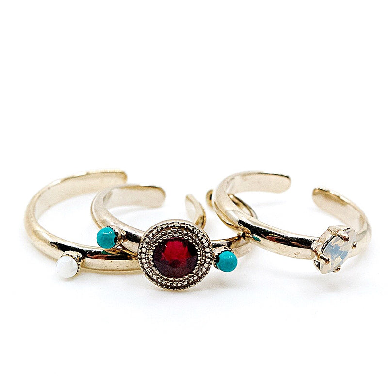 Stackable Garnet and Turquoise Rings by Satellite Paris