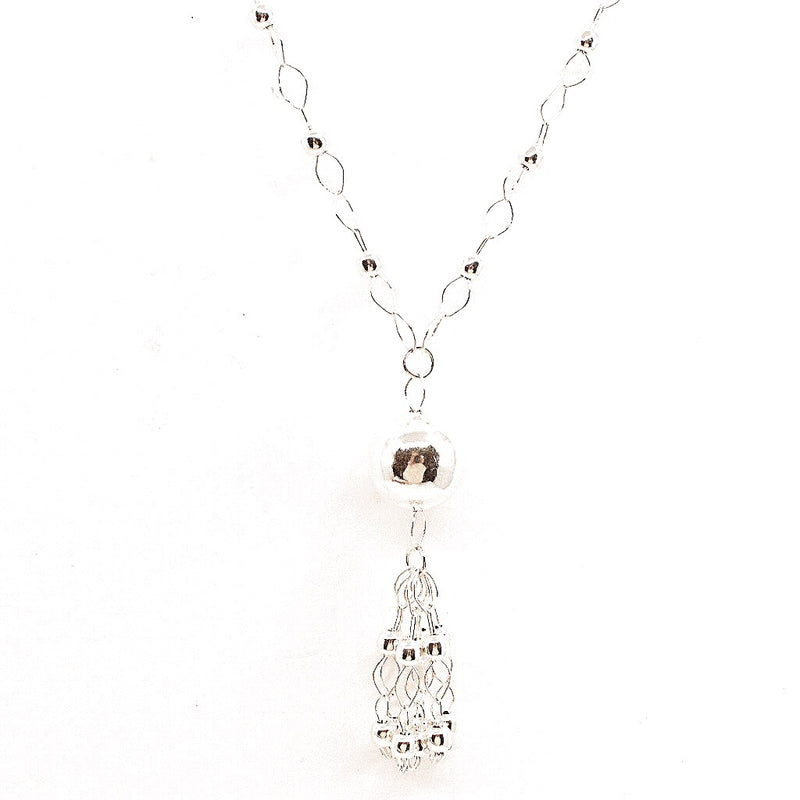 Silver Ball and Tassel .925 Silver Necklacet from Taxco, Mexico - Long