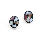 Mother of Pearl .925 Silver Post Earrings from Taxco, Mexico