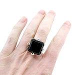 Onyx .925 Silver Adjustable Ring from Taxco, Mexico