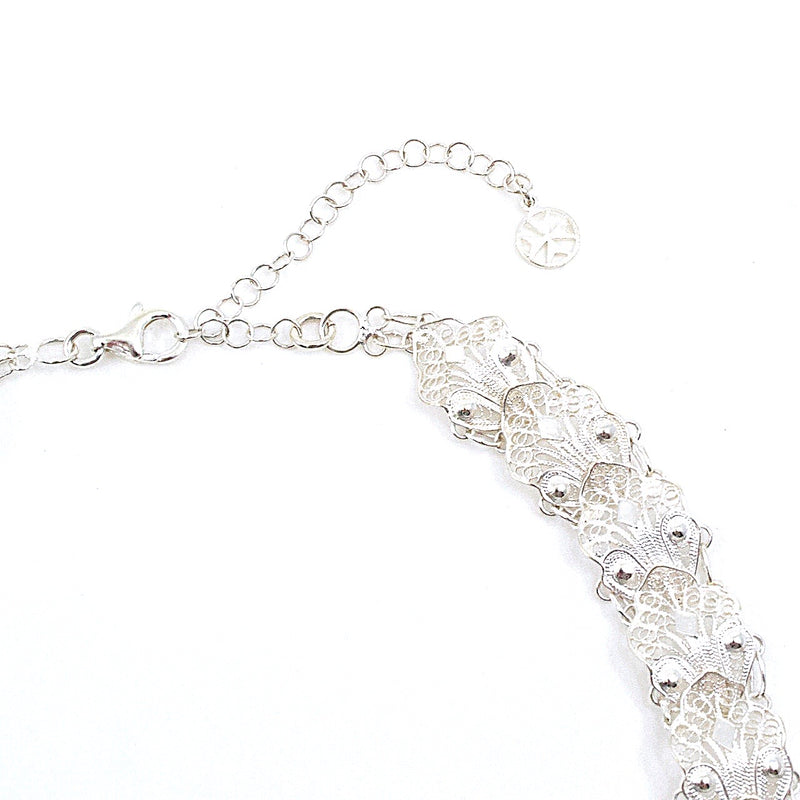 Sterling Silver Filigree Lace Necklace