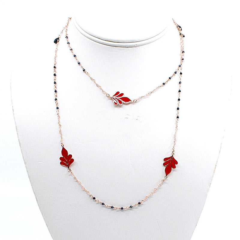 Frida Onyx Rose Gold Necklace - Long