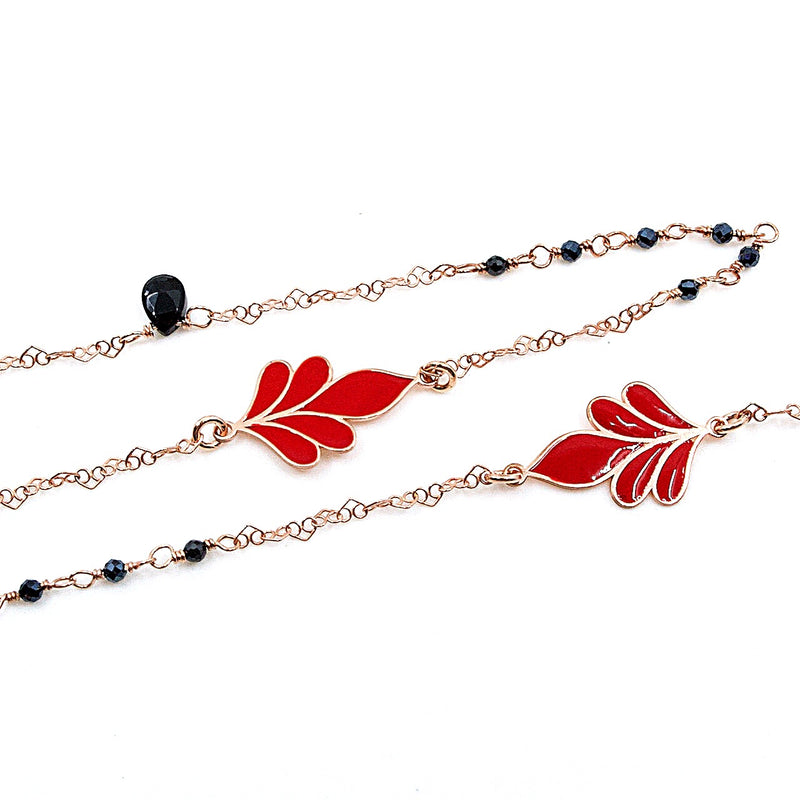 Frida Onyx Rose Gold Necklace - Long