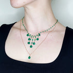 Queenly Double Strand Green Pendant Necklace