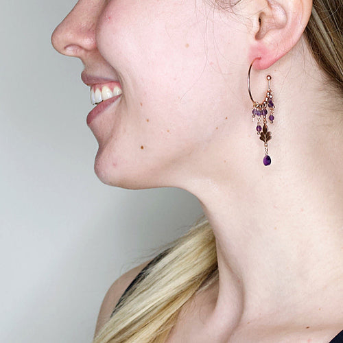 Amethyst Aphrodite Hoop Earrings