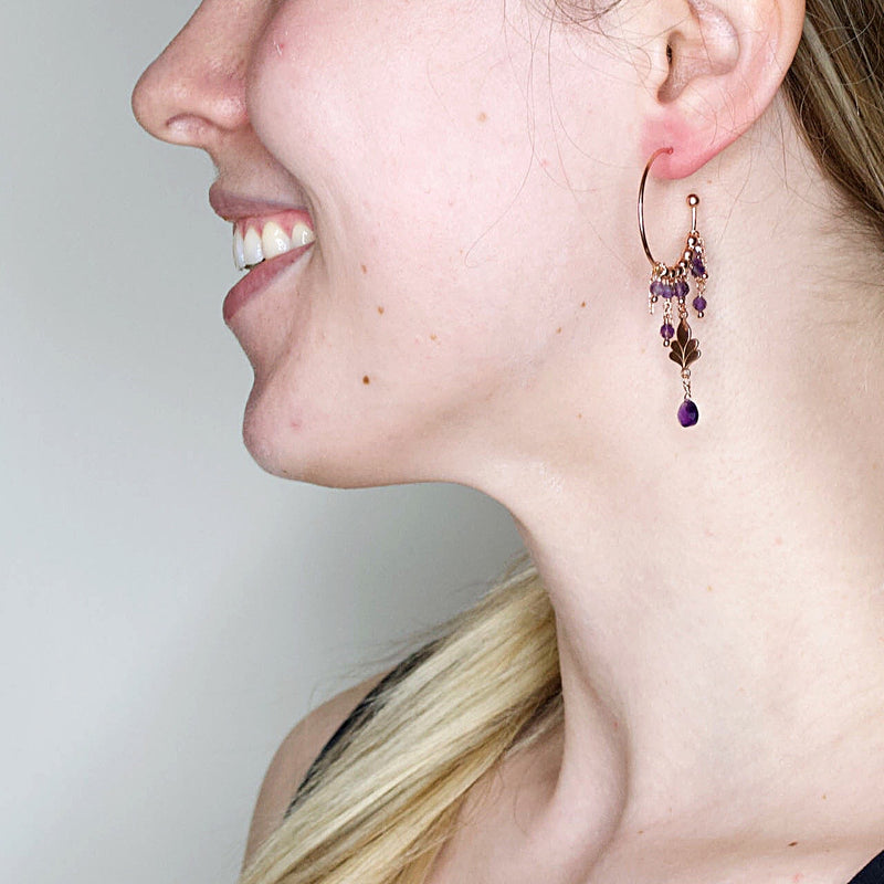 Amethyst Aphrodite Hoop Earrings