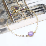 Gold Amethyst Pendant Latch Bracelet