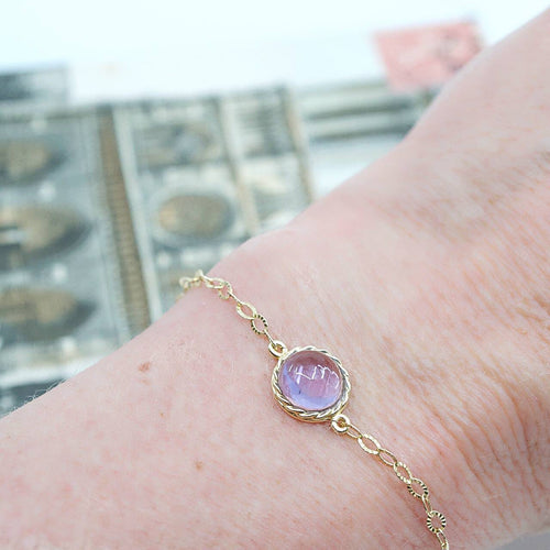 Gold Amethyst Pendant Latch Bracelet