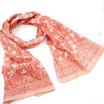 Hand Block Printed Scarf - Coral Blossom