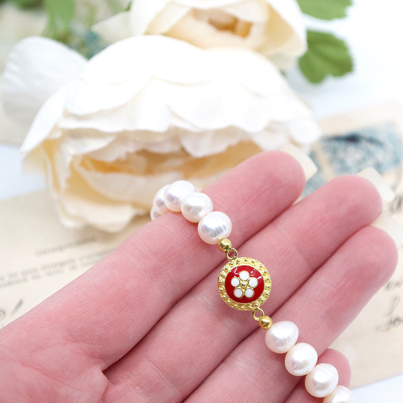Caramujo Pearl Bracelet - Red