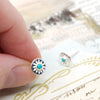 Mini-Sunburst Turquoise .925 Silver Post Earrings
